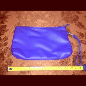 Old Navy’s blue synthetic leather wristlet.